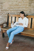 Collared V-Neck Rib Hem Knit Sweater