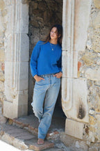 Drop Shoulder Ribbed Round Neck Sweater