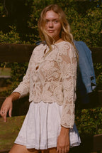 Floral Lace Button Front Top