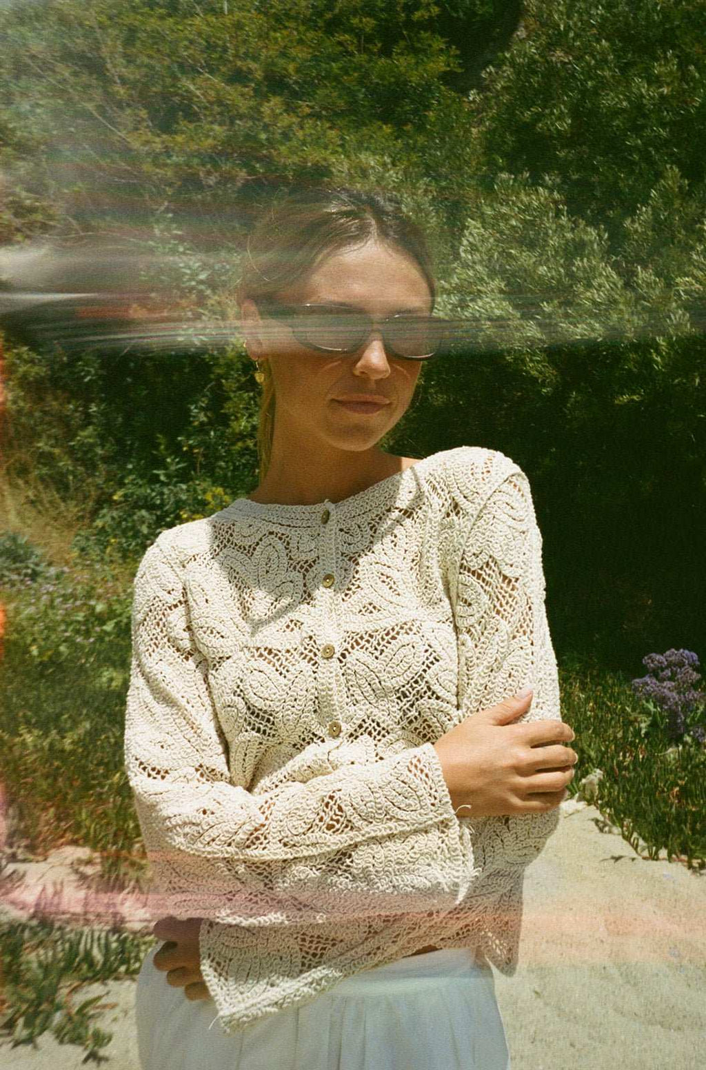 Floral Lace Button Front Top