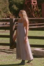 Gingham Crinkled Cotton Cross Back Maxi Dress