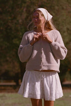 Raglan Balloon Sleeve Cropped Knit Cardigan