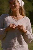 Raglan Balloon Sleeve Cropped Knit Cardigan