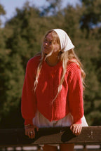 Ribbed Balloon Sleeve Round Neck Cardigan