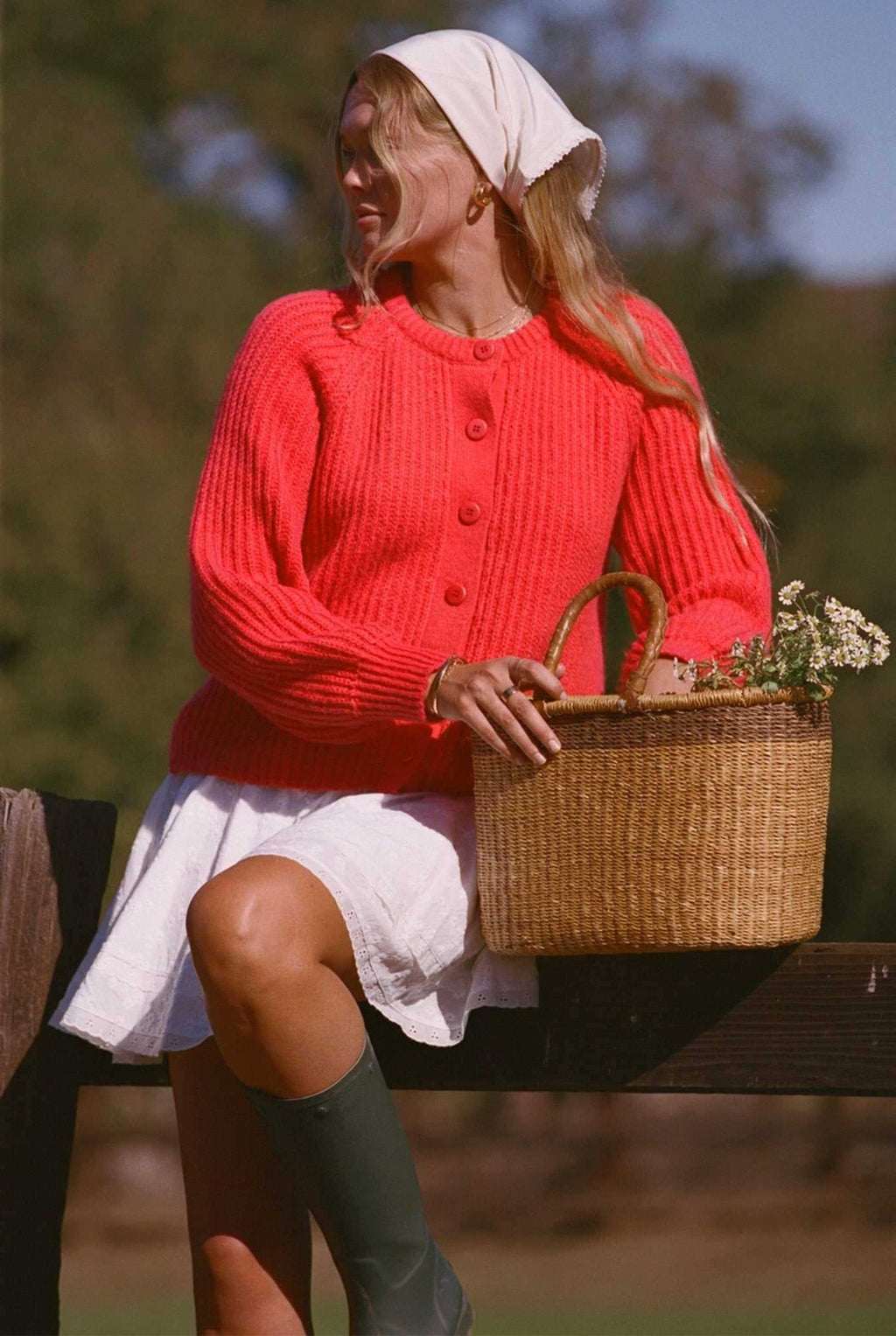 Ribbed Balloon Sleeve Round Neck Cardigan