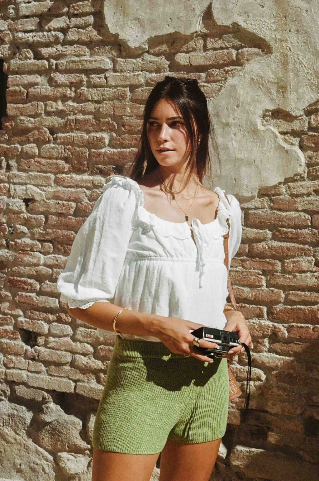 Ruffle Square Neck Puff Sleeve Top