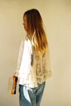 Sheer Lace Ruffle Blouse