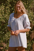 Striped Puff Sleeve Tunic Dress