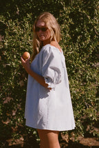 Striped Puff Sleeve Tunic Dress