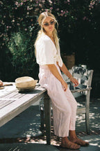 V-Neck Tie Front Silk Top